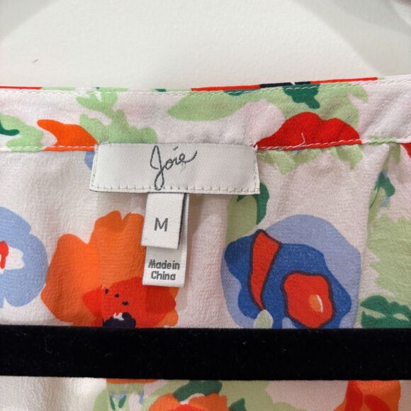 Joie 100% Silk Multi Floral Blouse Women M Poppies Bloom Artsy Airy Cottagecore - Picture 4 of 8